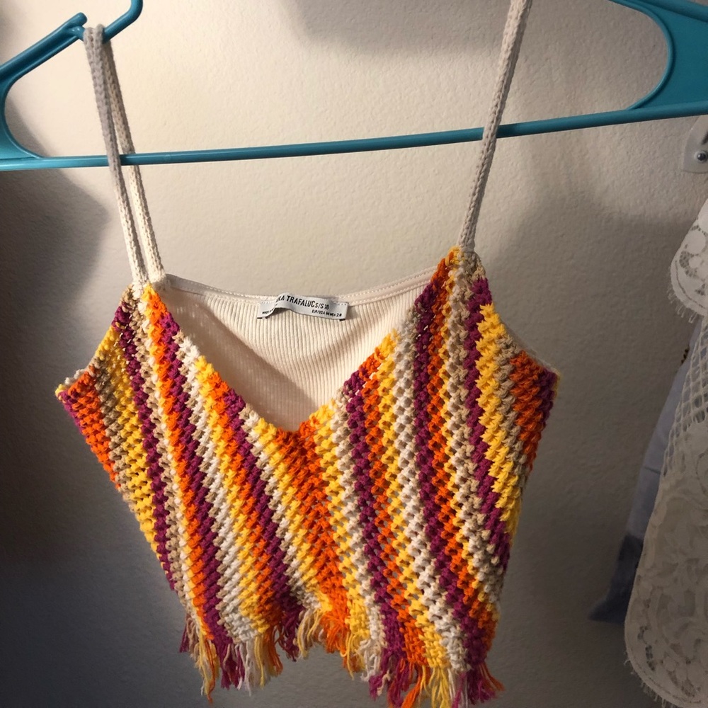 Zara rainbow lace crop top